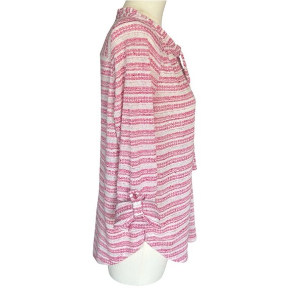 Loft Red White Striped Round Neck Long Sleeve Pullover Top Women's Sz M - Picture 6 of 10